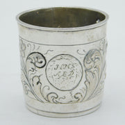 17th Century German Sterling Silver Engraved Floral Beaker Antique 1696 Nurnberg