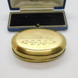 Victorian Brass Oval Form Snuff Box 'Lewis John 1891' Antique Engraved