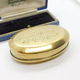 Victorian Brass Oval Form Snuff Box 'Lewis John 1891' Antique Engraved
