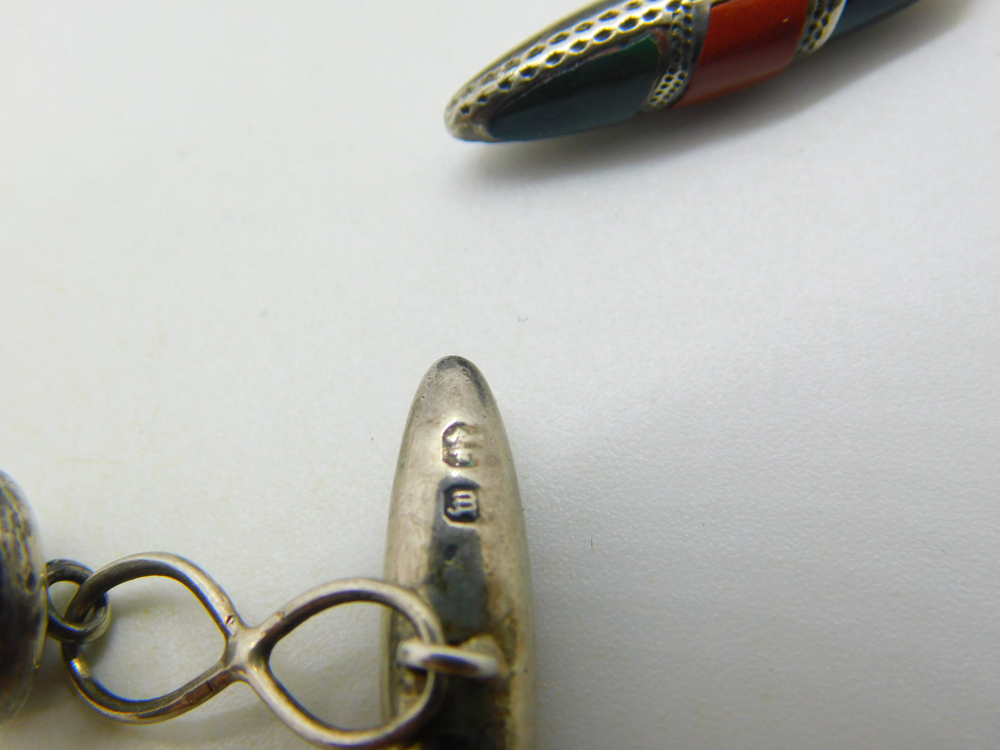 Victorian Sterling Silver, Bloodstone & Red Agate Gents Cufflinks Antique 1896 Birmingham