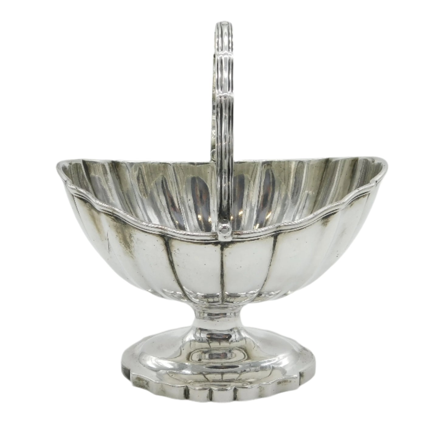 George III Sterling Silver Swing Handled Fluted Sweet Treat Basket Antique 1795 London