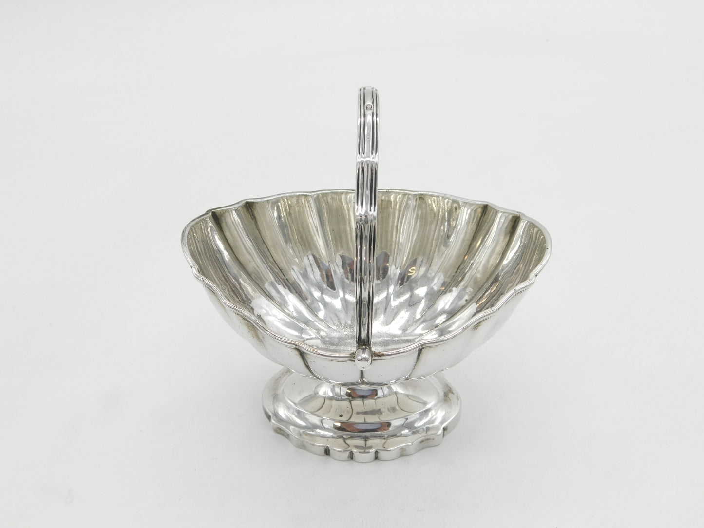 George III Sterling Silver Swing Handled Fluted Sweet Treat Basket Antique 1795 London