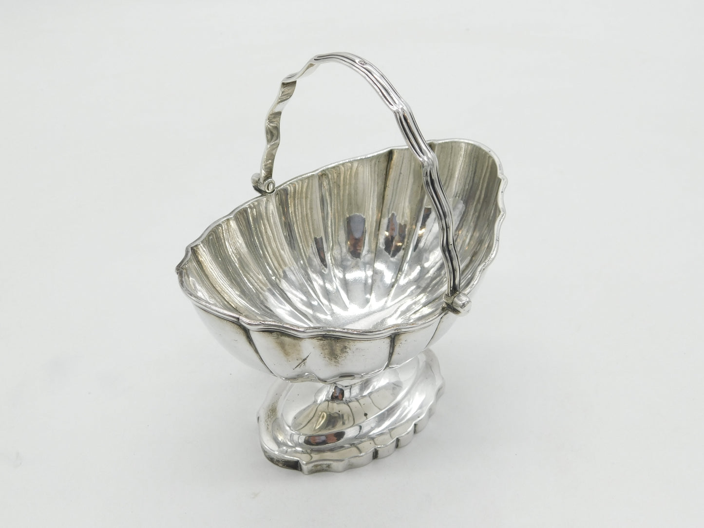 George III Sterling Silver Swing Handled Fluted Sweet Treat Basket Antique 1795 London