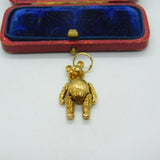 9ct Yellow Gold Articulated Moving Teddy Bear Pendant Vintage 2003 Sheffield