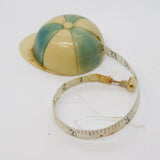 Bakelite Blue-White Novelty Jockey Cap Tape Measure Antique c1920 Art Deco