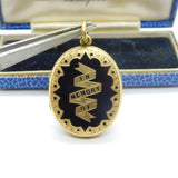 Victorian 9ct Gold Back & Front Black Enamel 'In Memory Of' Mourning Locket