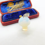 Sterling Silver & Carved Natural Opal Stone Mushroom Pendant Vintage c1980