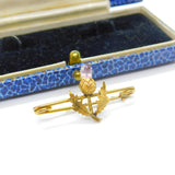 Scottish Victorian 15ct Yellow Gold & Amethyst Thistle Sweetheart Brooch Antique
