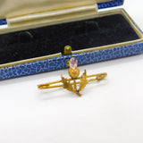 Scottish Victorian 15ct Yellow Gold & Amethyst Thistle Sweetheart Brooch Antique