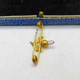 Scottish Victorian 15ct Yellow Gold & Amethyst Thistle Sweetheart Brooch Antique
