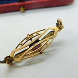 Edwardian 9ct Yellow Gold, Amethyst & Seed Pearl Sweetheart Brooch Antique c1910