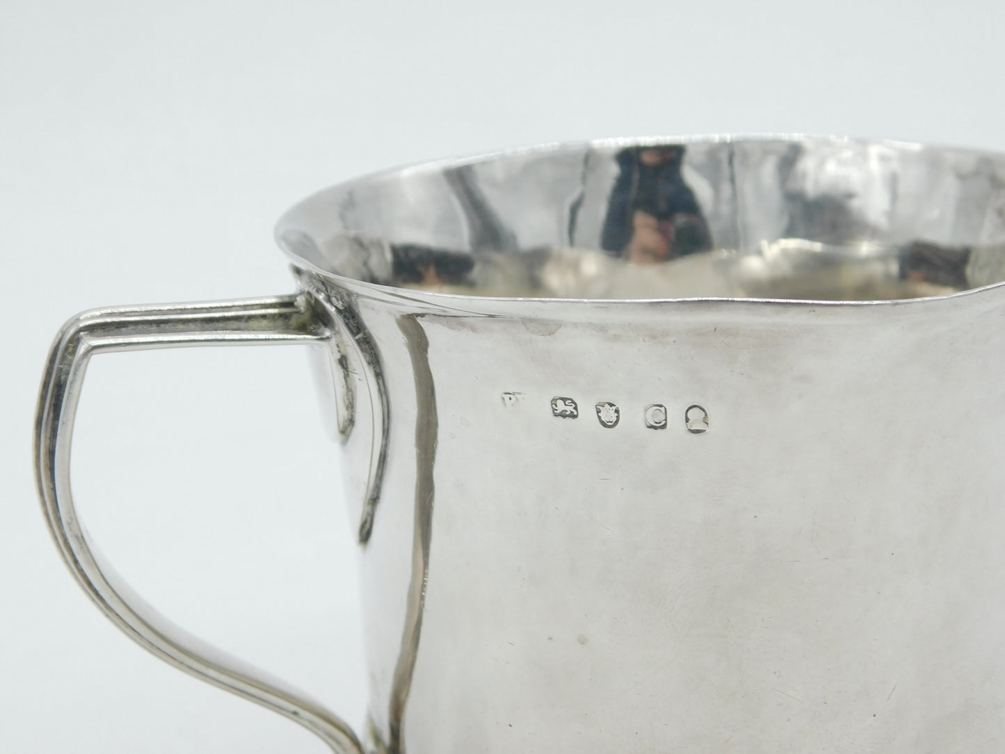George III Sterling Silver Pub Tankard Mug Heart Handle Antique 1798 London