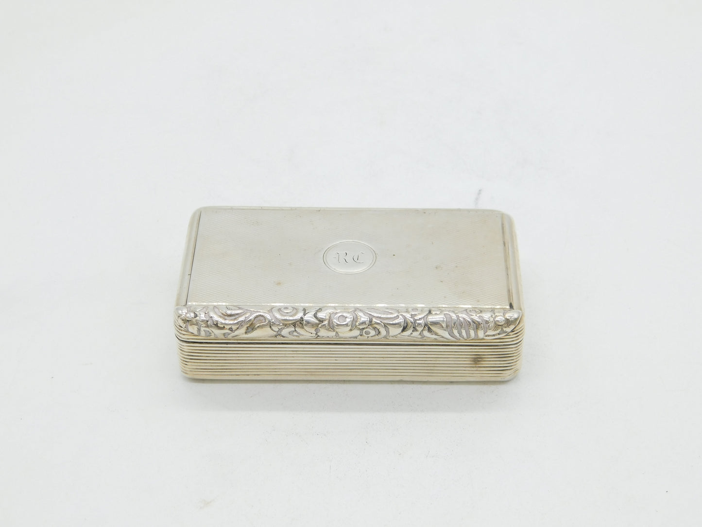 George III Sterling Silver Floral Pattern Snuff Box Antique 1820 London