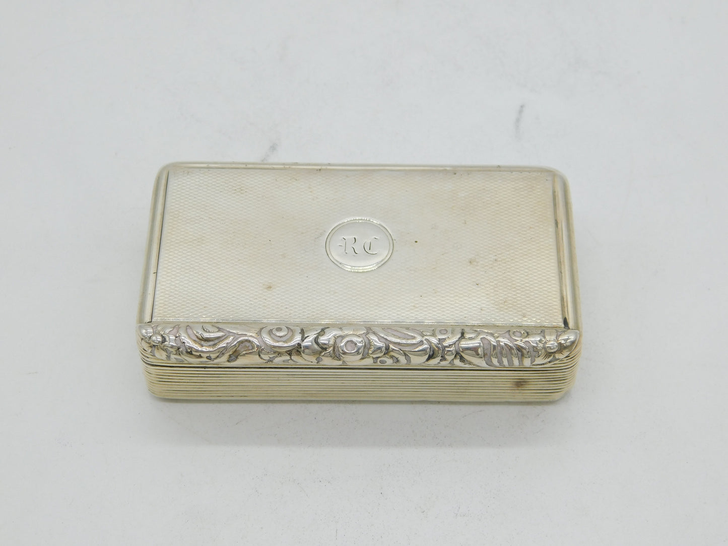 George III Sterling Silver Floral Pattern Snuff Box Antique 1820 London