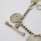 19th Century Sterling Silver Albertina Bracelet with Charms Antique c1860