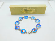 Danish Sterling Silver & Enamel Panel Bracelet Original Box Mid-Century c1950