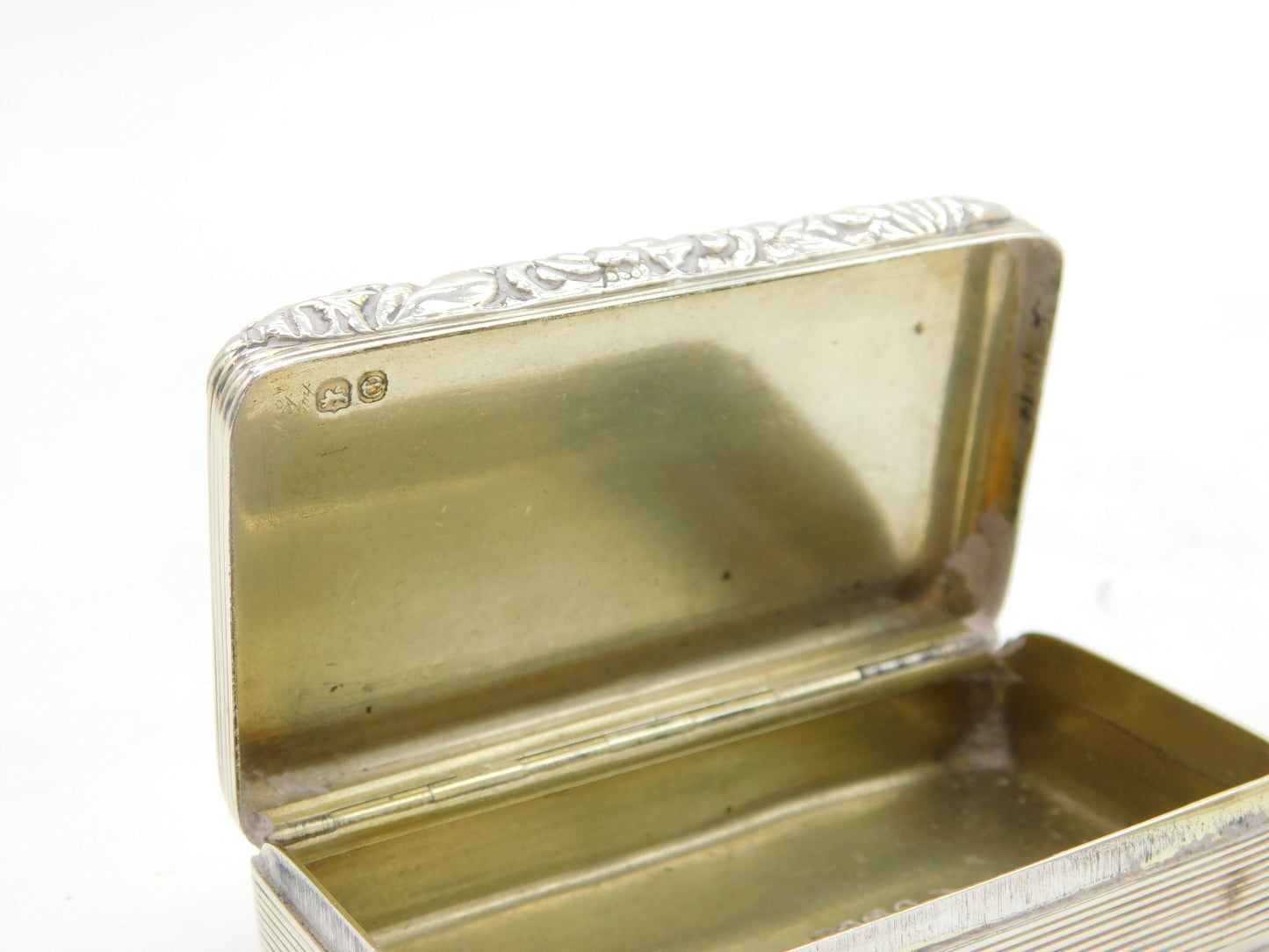 George III Sterling Silver Floral Pattern Snuff Box Antique 1820 London