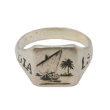 WWII-era Sterling Silver Niello 'India, 1943' Wartime Signet Ring Antique