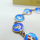 Danish Sterling Silver & Enamel Panel Bracelet Original Box Mid-Century c1950