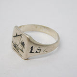 WWII-era Sterling Silver Niello 'India, 1943' Wartime Signet Ring Antique