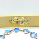 Danish Sterling Silver & Enamel Panel Bracelet Original Box Mid-Century c1950