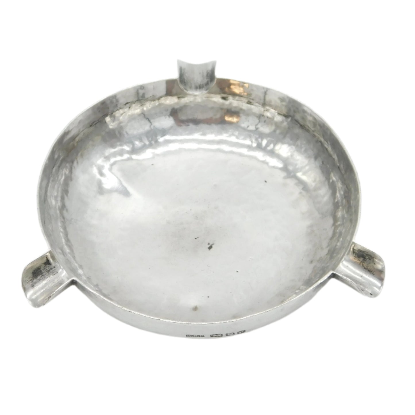 Arts & Crafts Planished Sterling Silver Ashtray Antique 1945 London Robert Prout