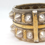 19th Century North Indian Silver & Gold Large Studded Bangle Bracelet Antique c1880