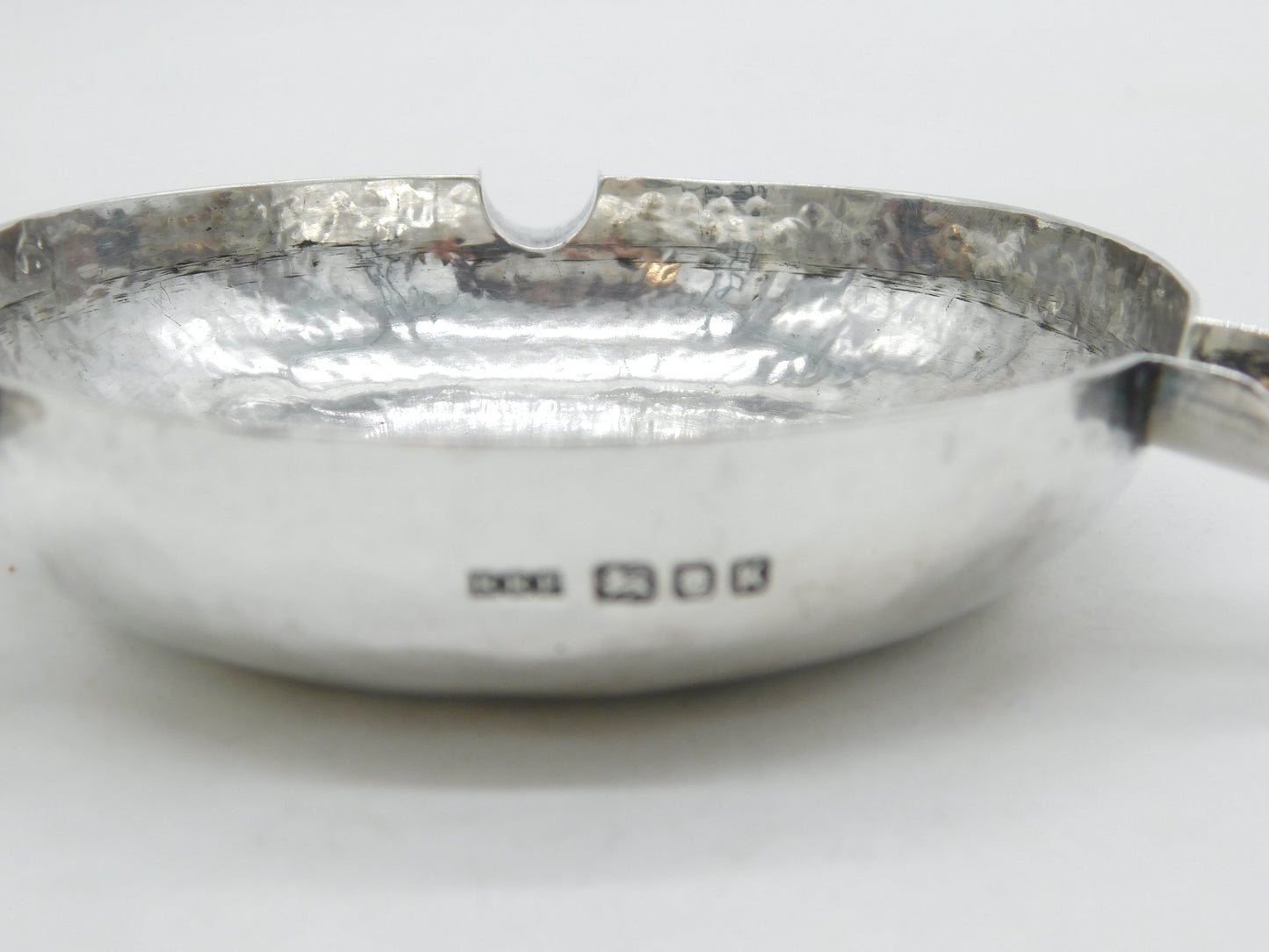 Arts & Crafts Planished Sterling Silver Ashtray Antique 1945 London Robert Prout