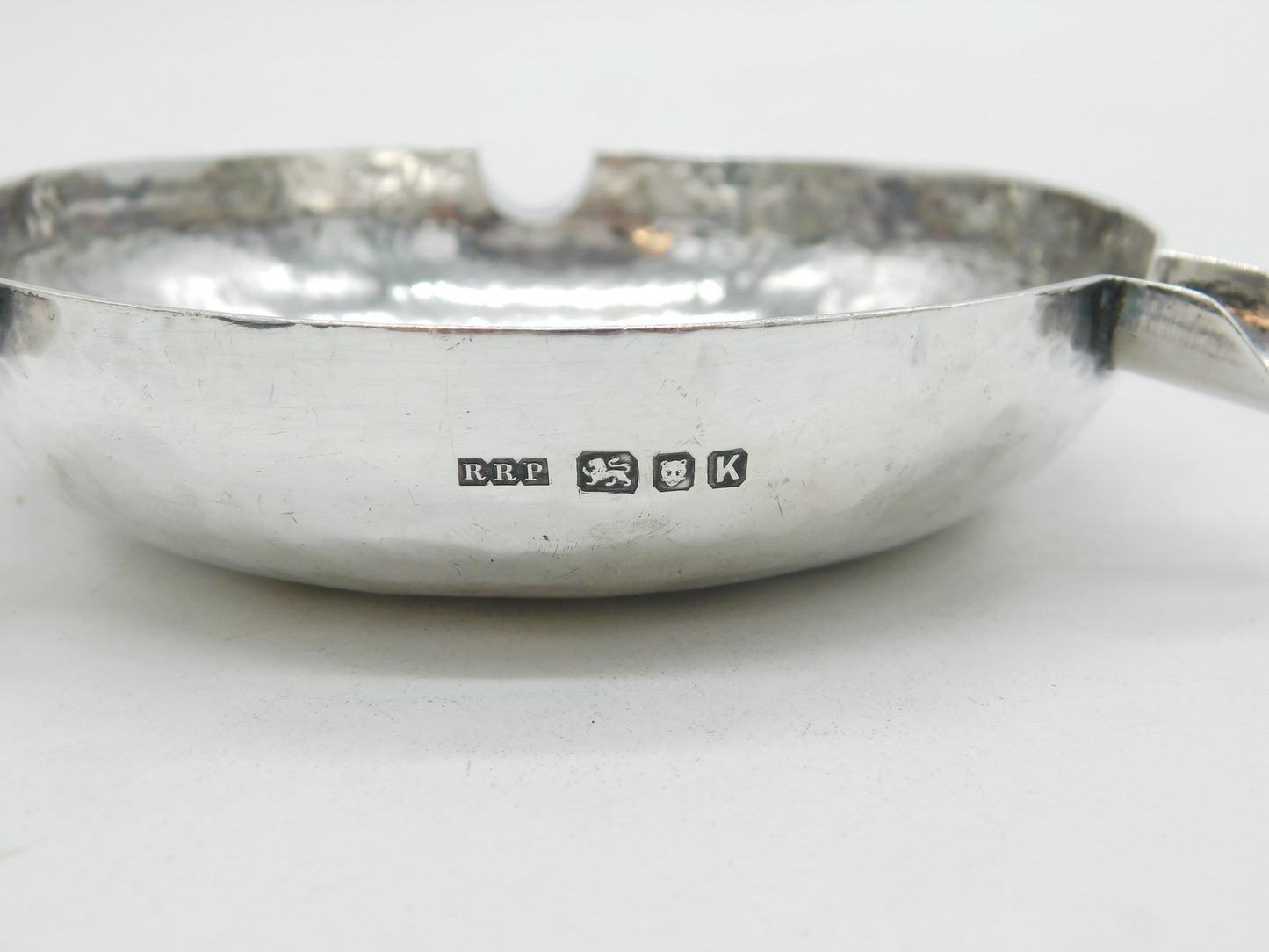 Arts & Crafts Planished Sterling Silver Ashtray Antique 1945 London Robert Prout
