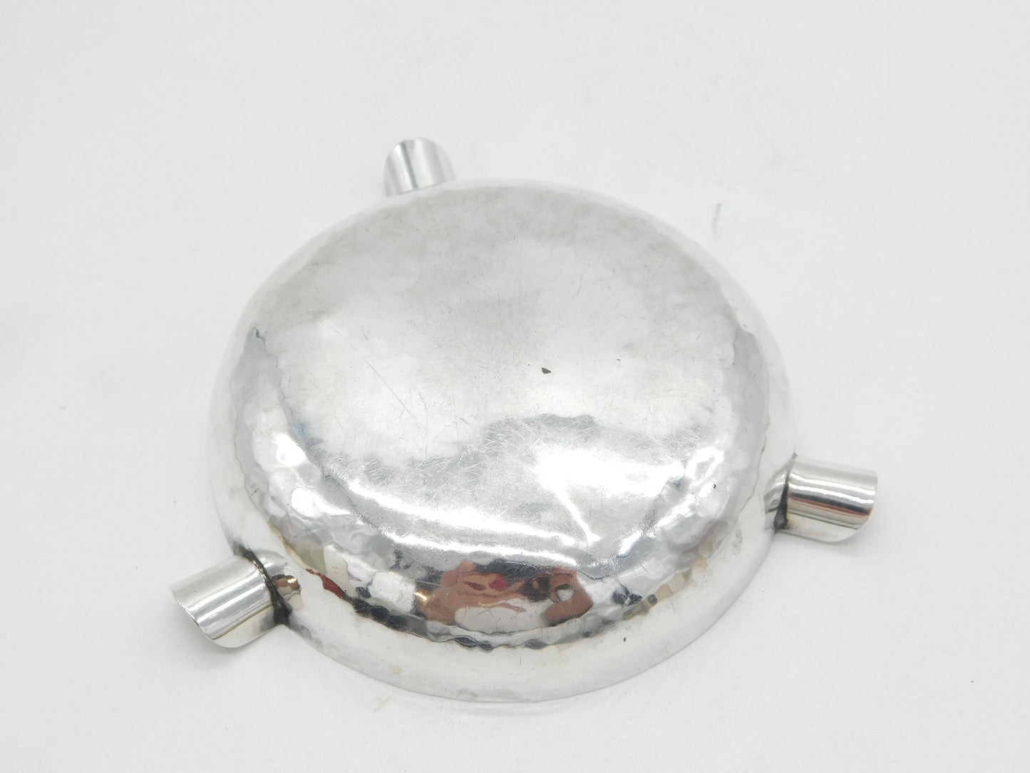 Arts & Crafts Planished Sterling Silver Ashtray Antique 1945 London Robert Prout