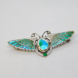 Charles Horner Sterling Silver Enamel Winged Scarab Egyptian Brooch Antique 1909 Chester