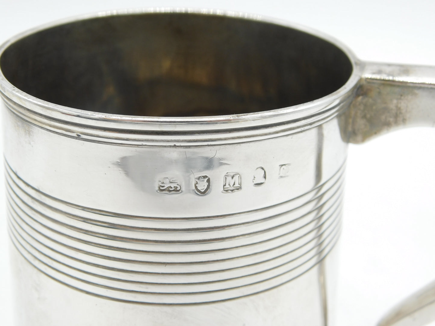 George III Sterling Silver Lined Pattern Tankard Mug Antique 1807 London