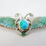 Charles Horner Sterling Silver Enamel Winged Scarab Egyptian Brooch Antique 1909 Chester