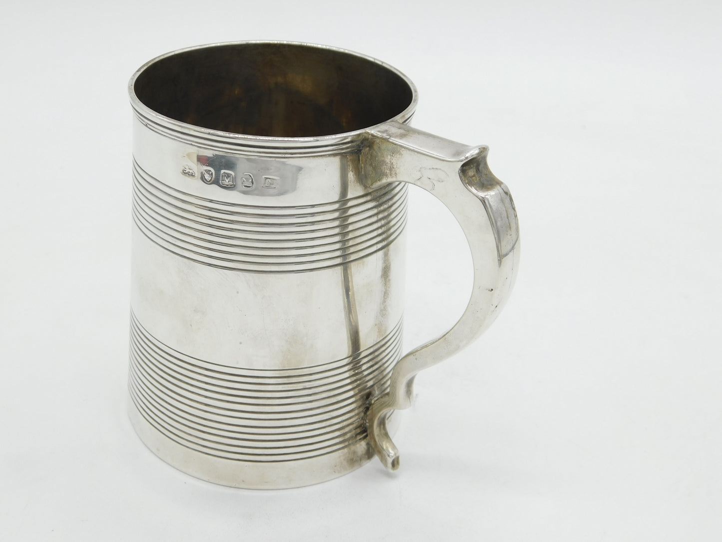 George III Sterling Silver Lined Pattern Tankard Mug Antique 1807 London