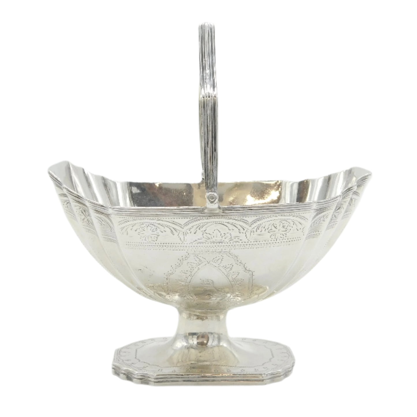 George III Sterling Silver Dog Crest Sweet-Treat Basket Antique 1793 London