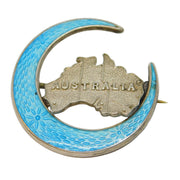 Australian Sterling Silver Blue Enamel Souvenir Sweetheart Brooch Antique 1915 Birmingham