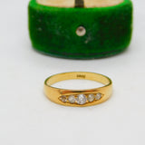 Victorian 18ct Yellow Gold, Diamond & Paste Boat Ring Antique c1890
