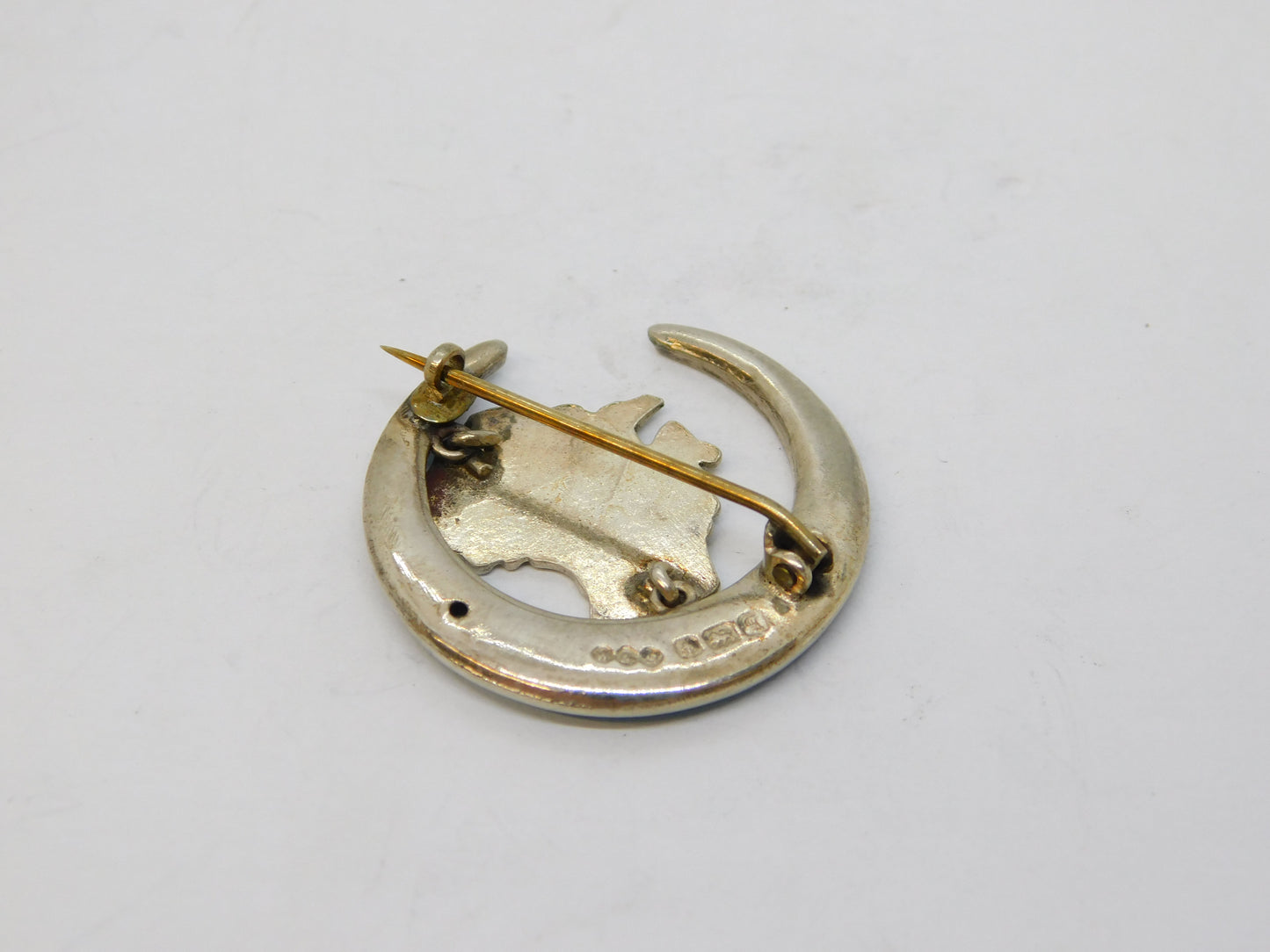 Australian Sterling Silver Blue Enamel Souvenir Sweetheart Brooch Antique 1915 Birmingham