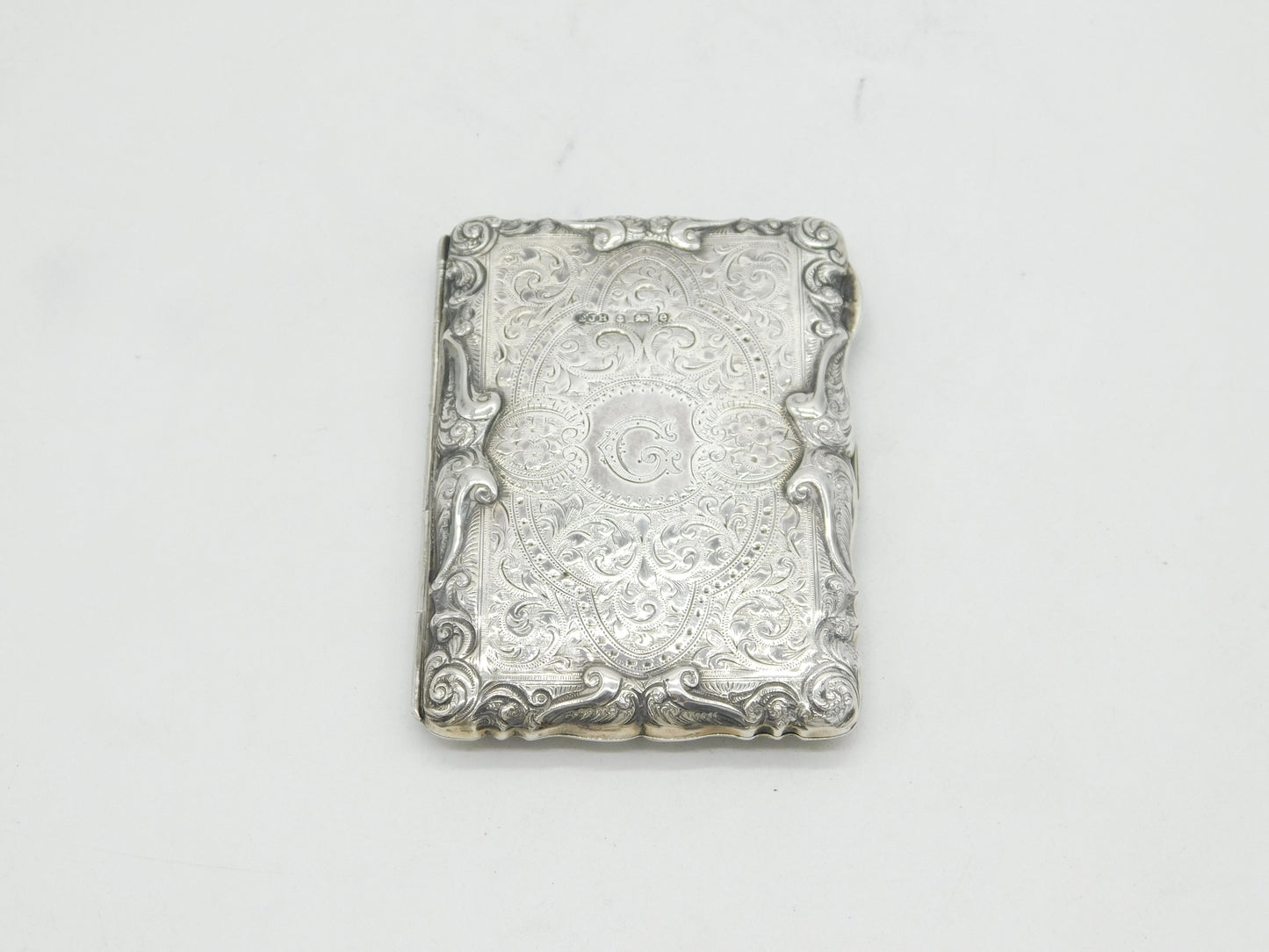 Edwardian Sterling Silver Floral Pattern 'Aide-Memoire' Case Antique 1904 Birmingham