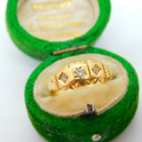Victorian 18ct Yellow Gold Three Stone Diamond Boat Ring Antique c1880