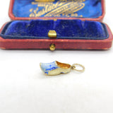 14ct Yellow Gold & Blue Enamel Dutch Clog Charm Antique c1940 Art Deco AF