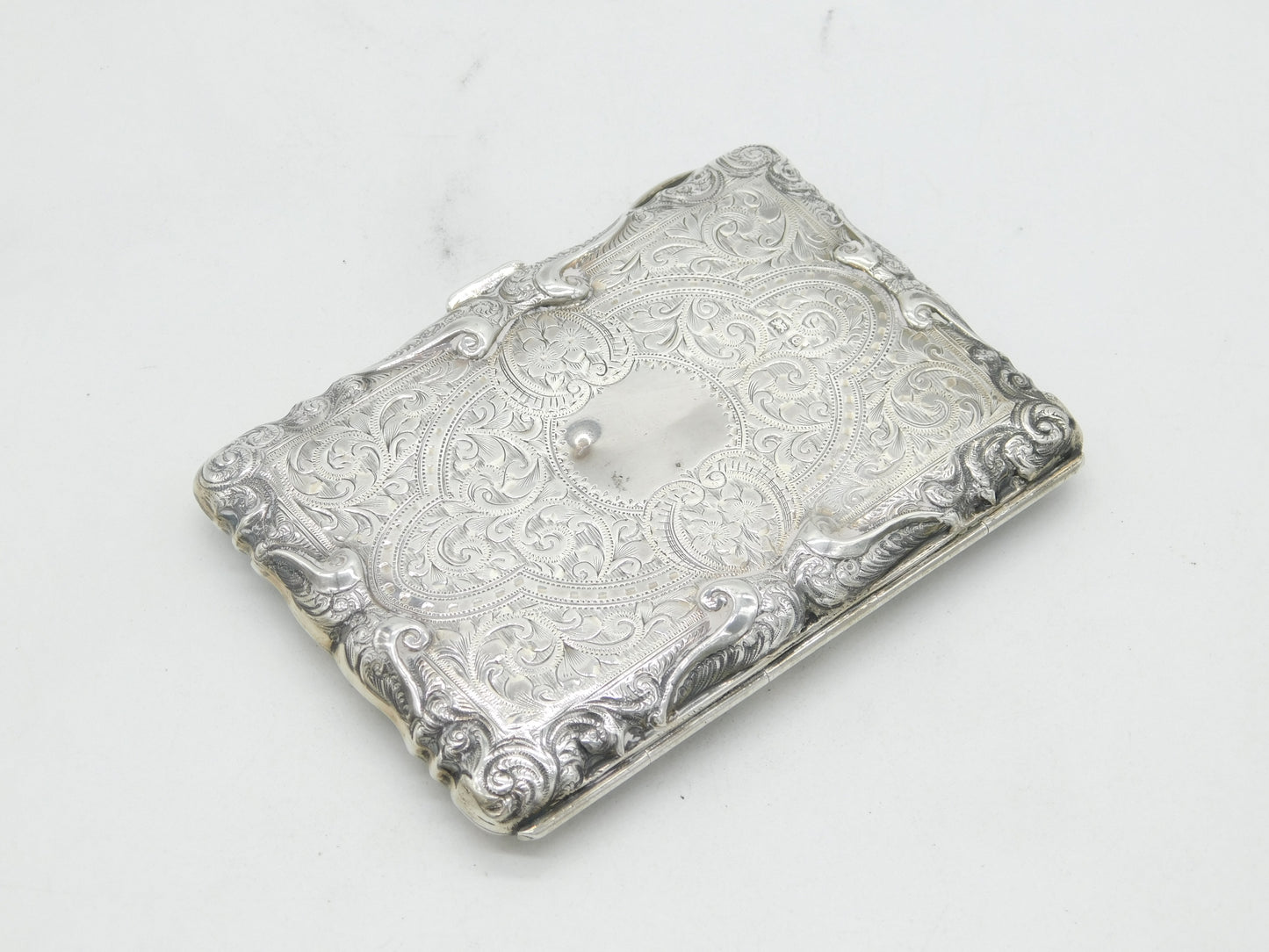 Edwardian Sterling Silver Floral Pattern 'Aide-Memoire' Case Antique 1904 Birmingham