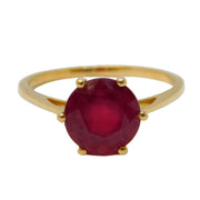 10ct Yellow Gold 2.5ct Ruby Set Solitaire Ring Vintage c2000 Birmingham