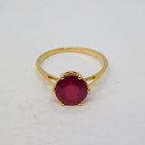 10ct Yellow Gold 2.5ct Ruby Set Solitaire Ring Vintage c2000 Birmingham