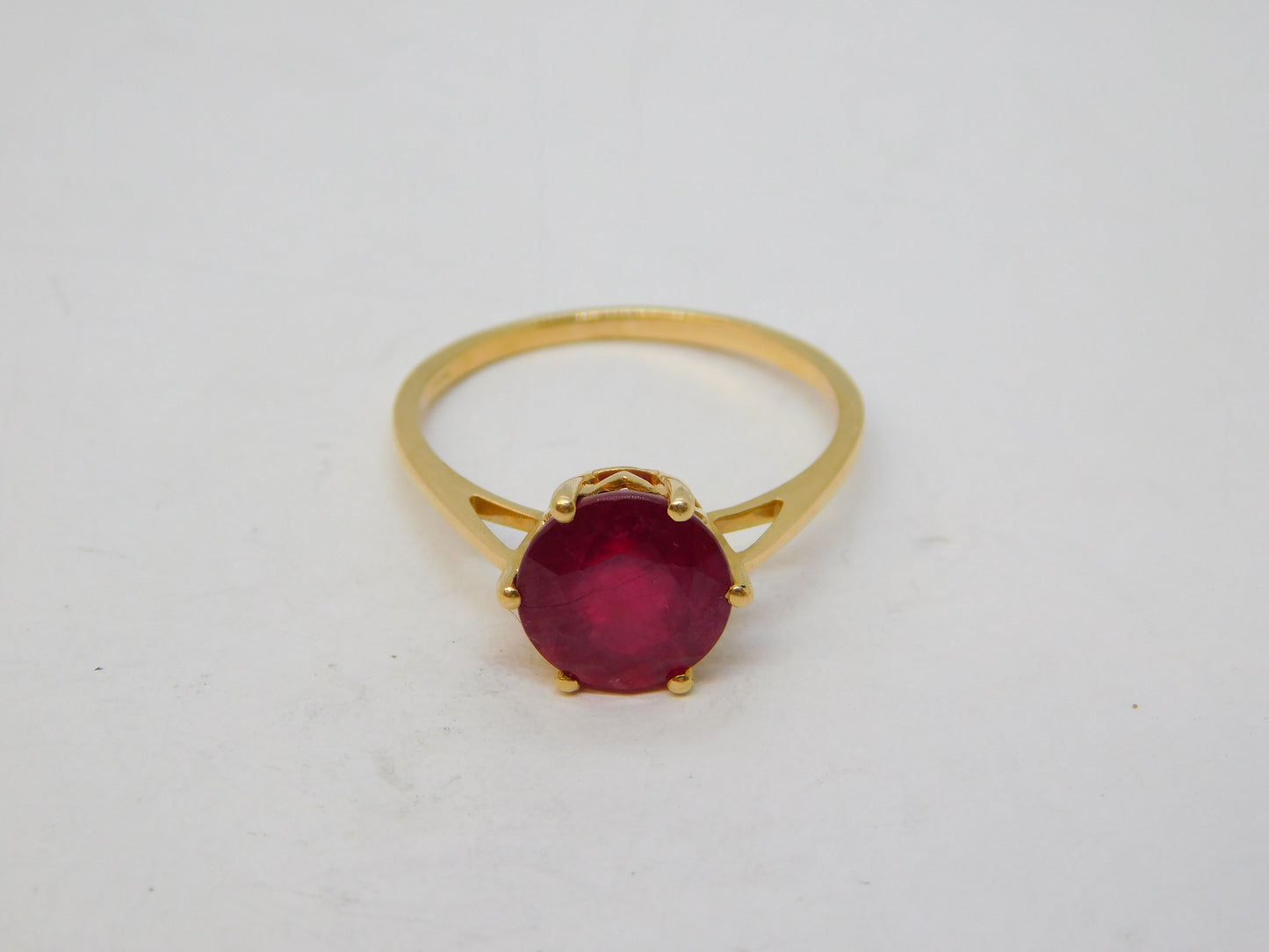 10ct Yellow Gold 2.5ct Ruby Set Solitaire Ring Vintage c2000 Birmingham