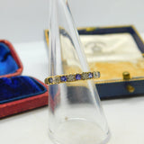 9ct Yellow Gold , Amethyst & Diamond Half-Eternity Ring Vintage c1970 Birmingham