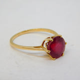 10ct Yellow Gold 2.5ct Ruby Set Solitaire Ring Vintage c2000 Birmingham