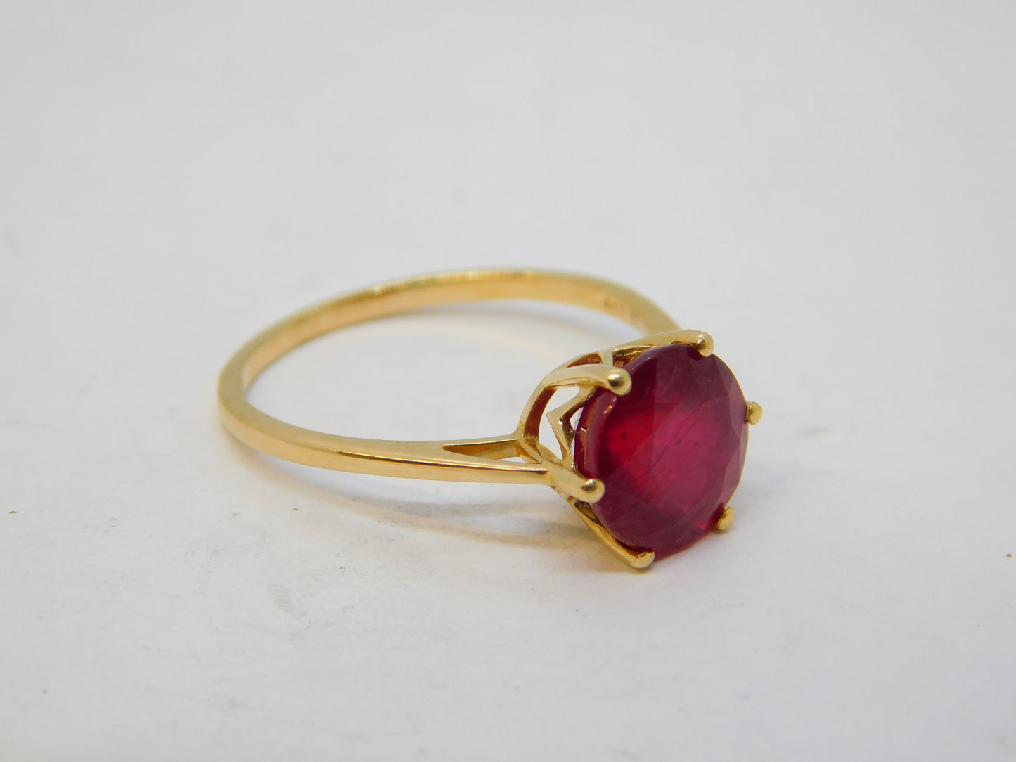 10ct Yellow Gold 2.5ct Ruby Set Solitaire Ring Vintage c2000 Birmingham