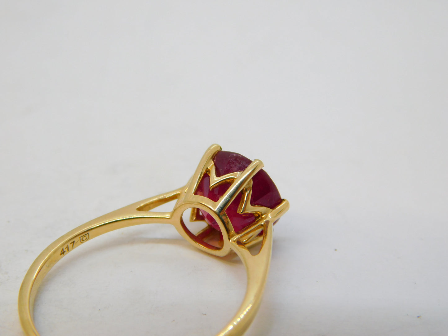 10ct Yellow Gold 2.5ct Ruby Set Solitaire Ring Vintage c2000 Birmingham