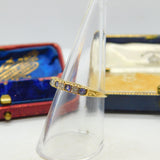 9ct Yellow Gold , Amethyst & Diamond Half-Eternity Ring Vintage c1970 Birmingham